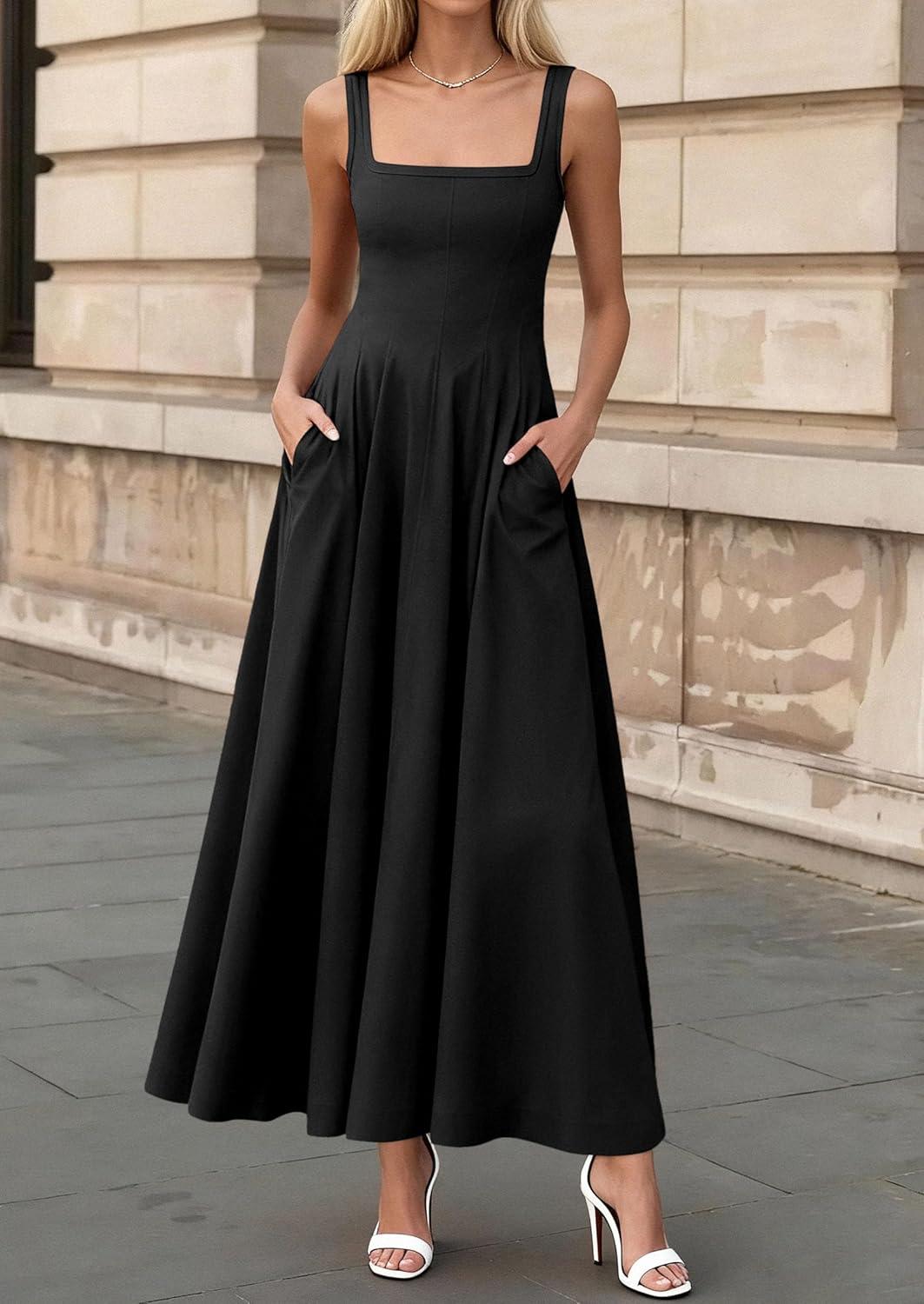 imagePRETTYGARDEN Cocktail Dresses for Women Formal 2026 Summer Sleeveless A Line Long Flowy Spring Wedding Guest Party Midi DressBlack