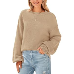 PRETTYGARDEN Women’s 2024 Winter Chunky Knit Sweater Casual Long Lantern Sleeve Crewneck Pullover Jumper Tops