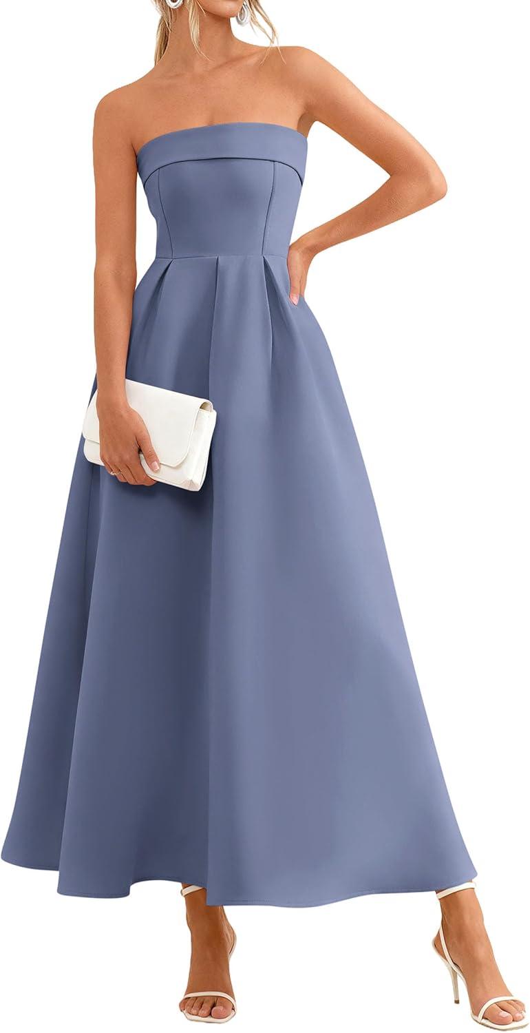 imagePRETTYGARDEN Cocktail Dresses for Women 2026 Summer Formal Elegant Tube Top Strapless Spring Wedding Guest Party Midi Dress