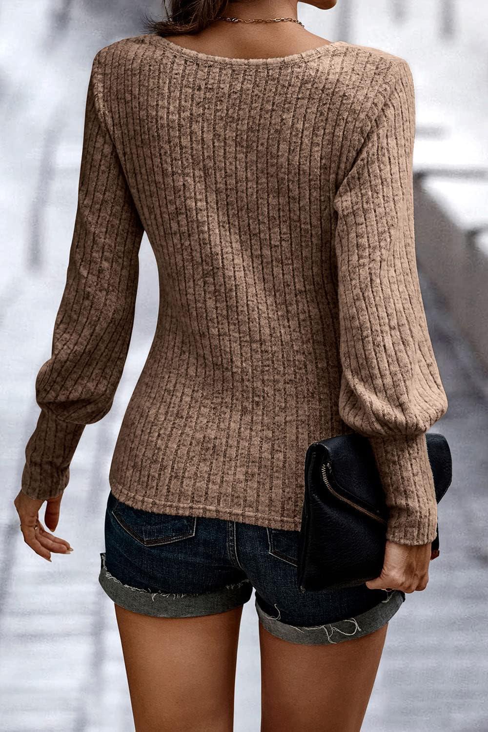imagePRETTYGARDEN Womens Pullover Sweaters Long Lantern Sleeve Casual Crew Neck Ribbed Knit Jumper Blouse Tops