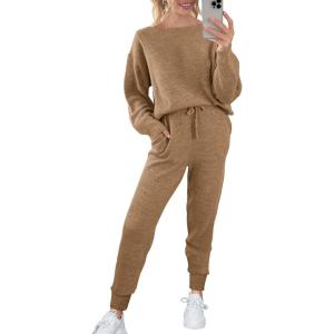 PRETTYGARDEN Women 2 Piece Outfits Long Sleeve Pullover Tops And Long Pants Tracksuit Sweater Sets