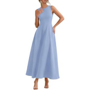 PRETTYGARDEN Women’s Maxi Dress Summer Wedding Guest 2026 Spring A Line Long Tank Flowy Modest Sleeveless Cocktail Dresses(Light Blue)