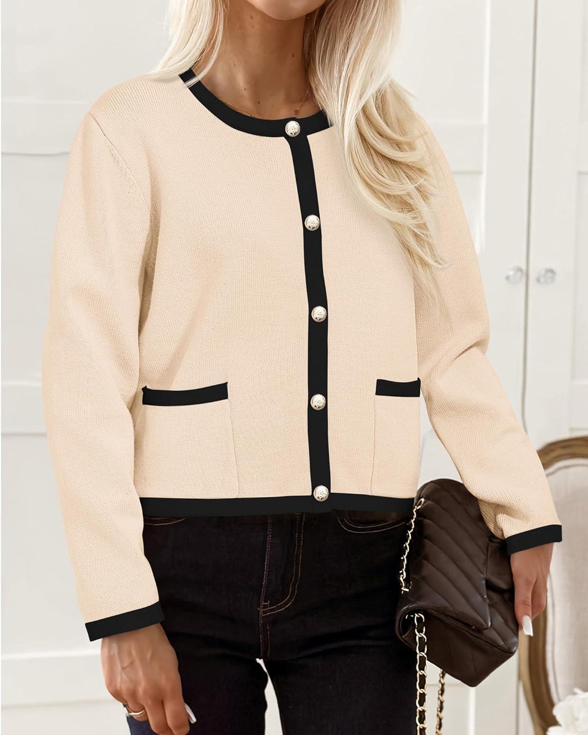 imagePRETTYGARDEN Womens Knit Cardigan Sweaters 2024 Fall Fashion Long Sleeve Button Down Shirts Tops Blouse