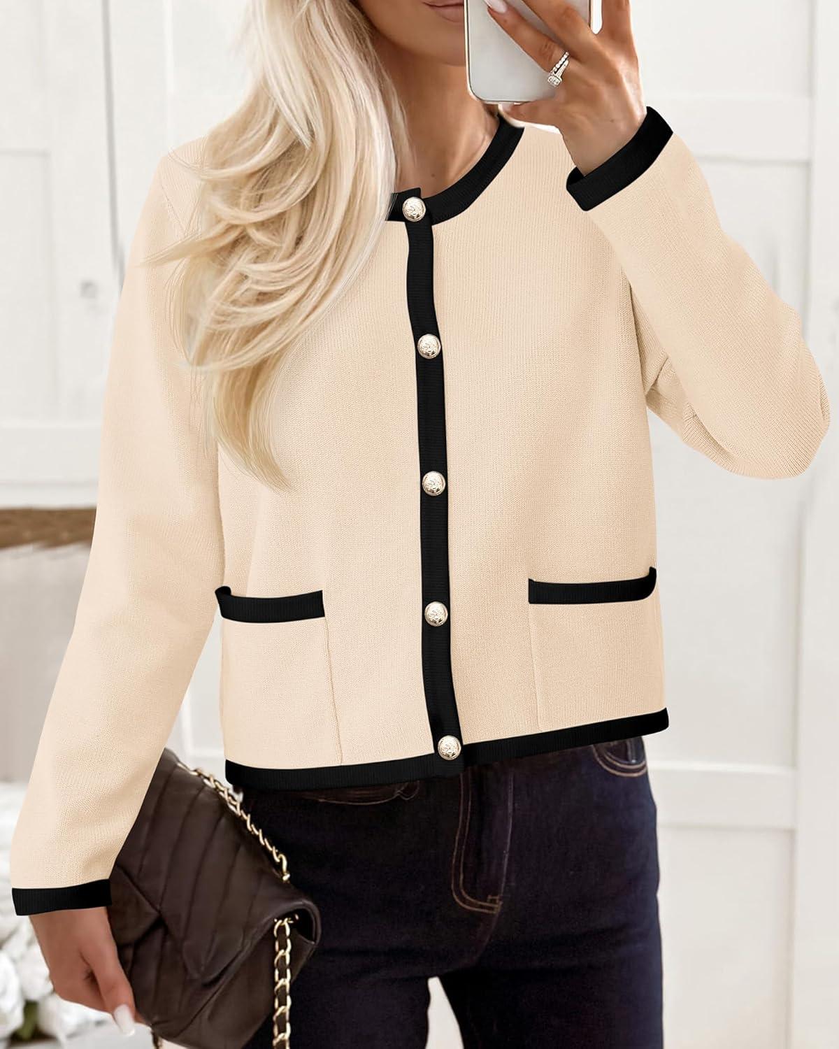 imagePRETTYGARDEN Womens Knit Cardigan Sweaters 2024 Fall Fashion Long Sleeve Button Down Shirts Tops Blouse