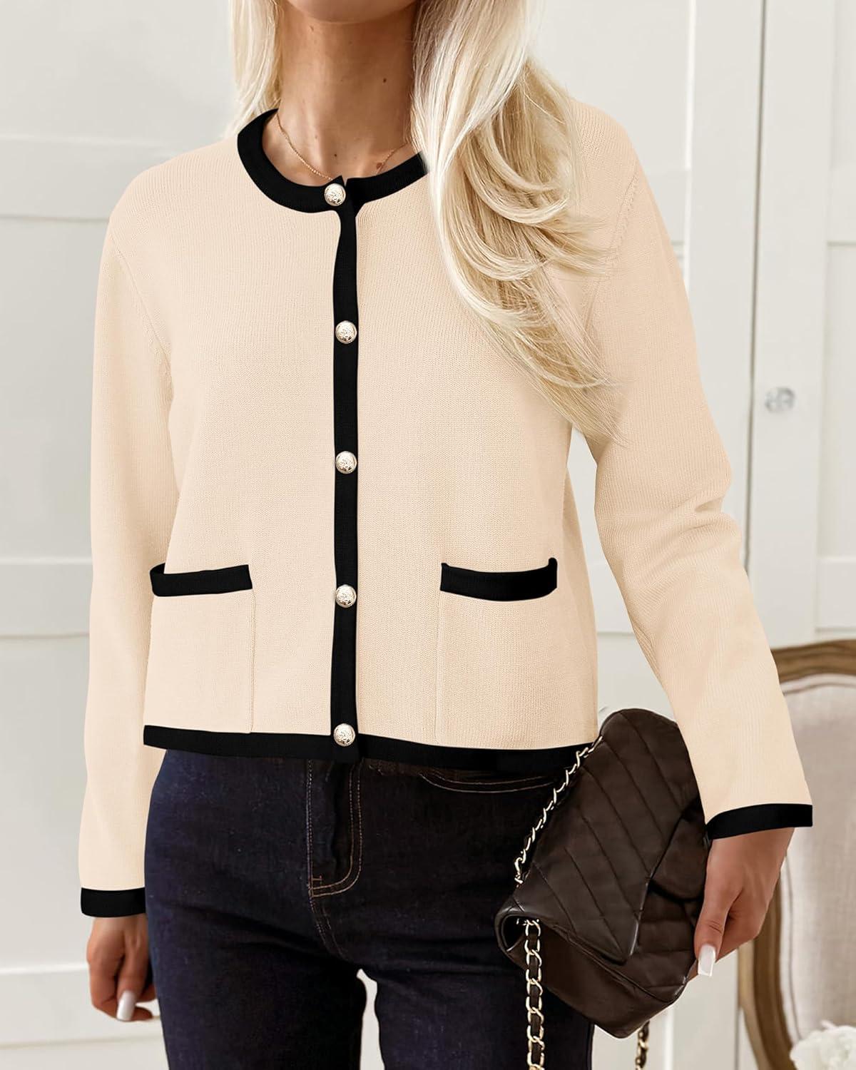 imagePRETTYGARDEN Womens Knit Cardigan Sweaters 2024 Fall Fashion Long Sleeve Button Down Shirts Tops Blouse