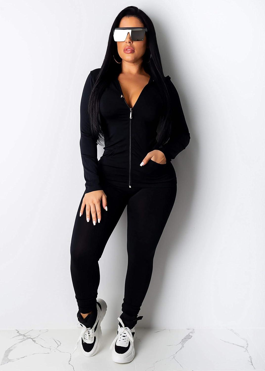 imagePRETTYGARDEN Womens Two Piece Tracksuit Set Long Sleeve Zipper Hoodie Jacket with Sweatpants Sweatsuit Jogger Workout Set