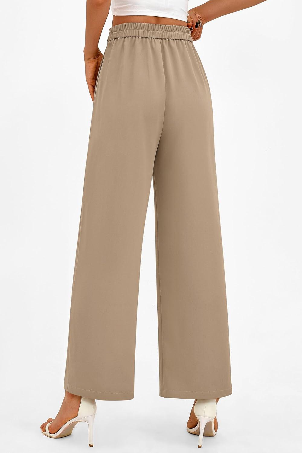 imagePRETTYGARDEN Womens Wide Leg Dressy Pants High Waisted Fashion Business Casual Work Office Trousers Palazzo PantCamel