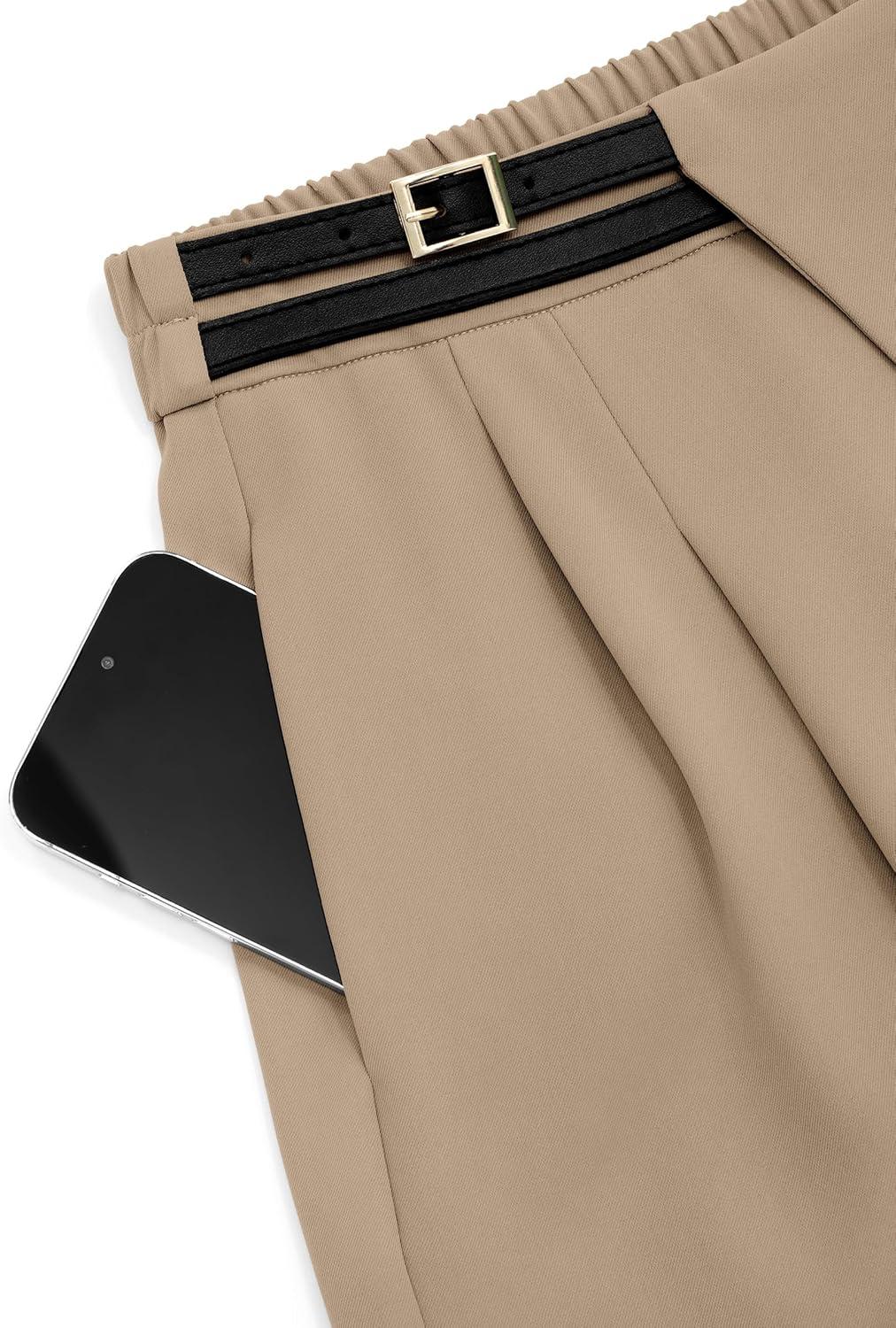 imagePRETTYGARDEN Womens Wide Leg Dressy Pants High Waisted Fashion Business Casual Work Office Trousers Palazzo PantCamel