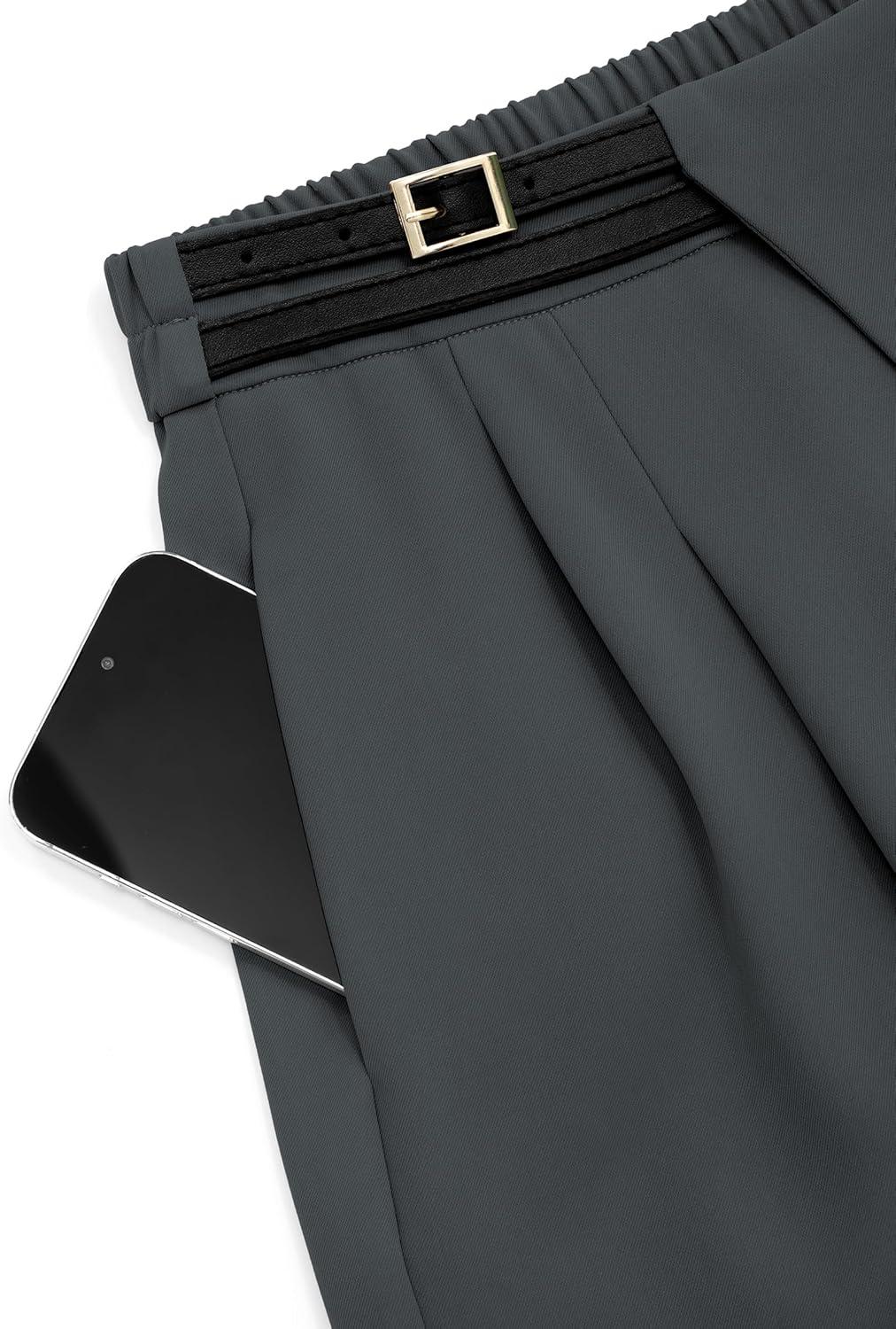 imagePRETTYGARDEN Womens Wide Leg Dressy Pants High Waisted Fashion Business Casual Work Office Trousers Palazzo PantDark Grey
