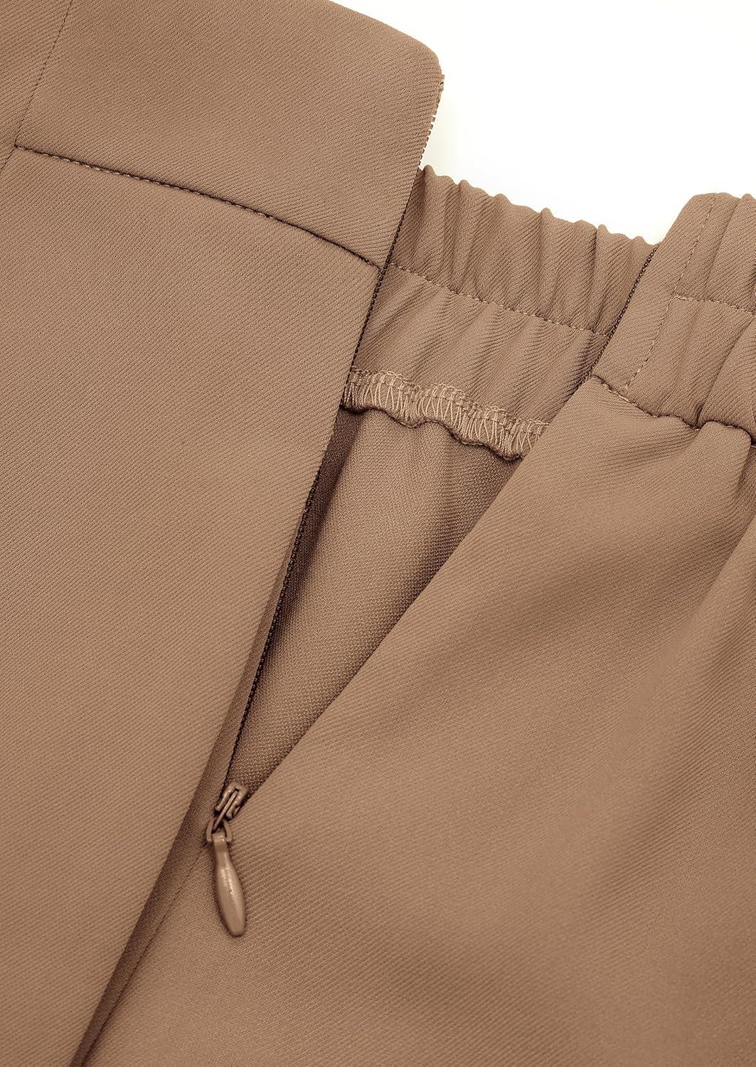 imagePRETTYGARDEN Womens Wide Leg Dressy Pants High Waisted Fashion Business Casual Work Office Trousers Palazzo PantKhaki