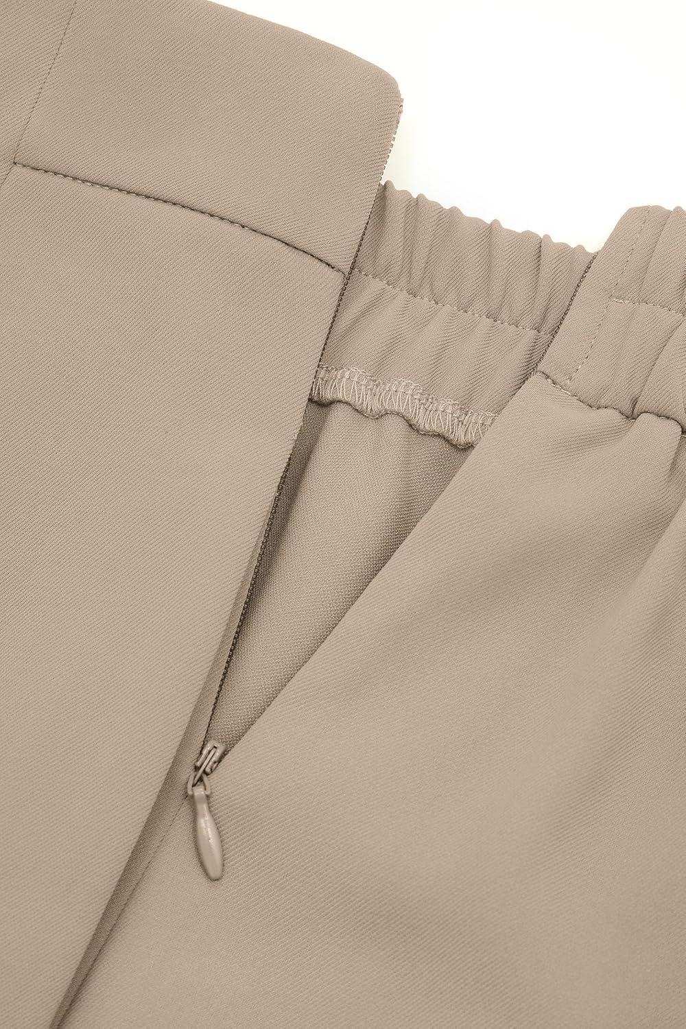 imagePRETTYGARDEN Womens Wide Leg Dressy Pants High Waisted Fashion Business Casual Work Office Trousers Palazzo PantLight Khaki