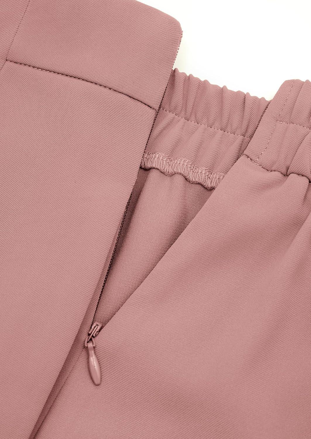 imagePRETTYGARDEN Womens Wide Leg Dressy Pants High Waisted Fashion Business Casual Work Office Trousers Palazzo PantPink