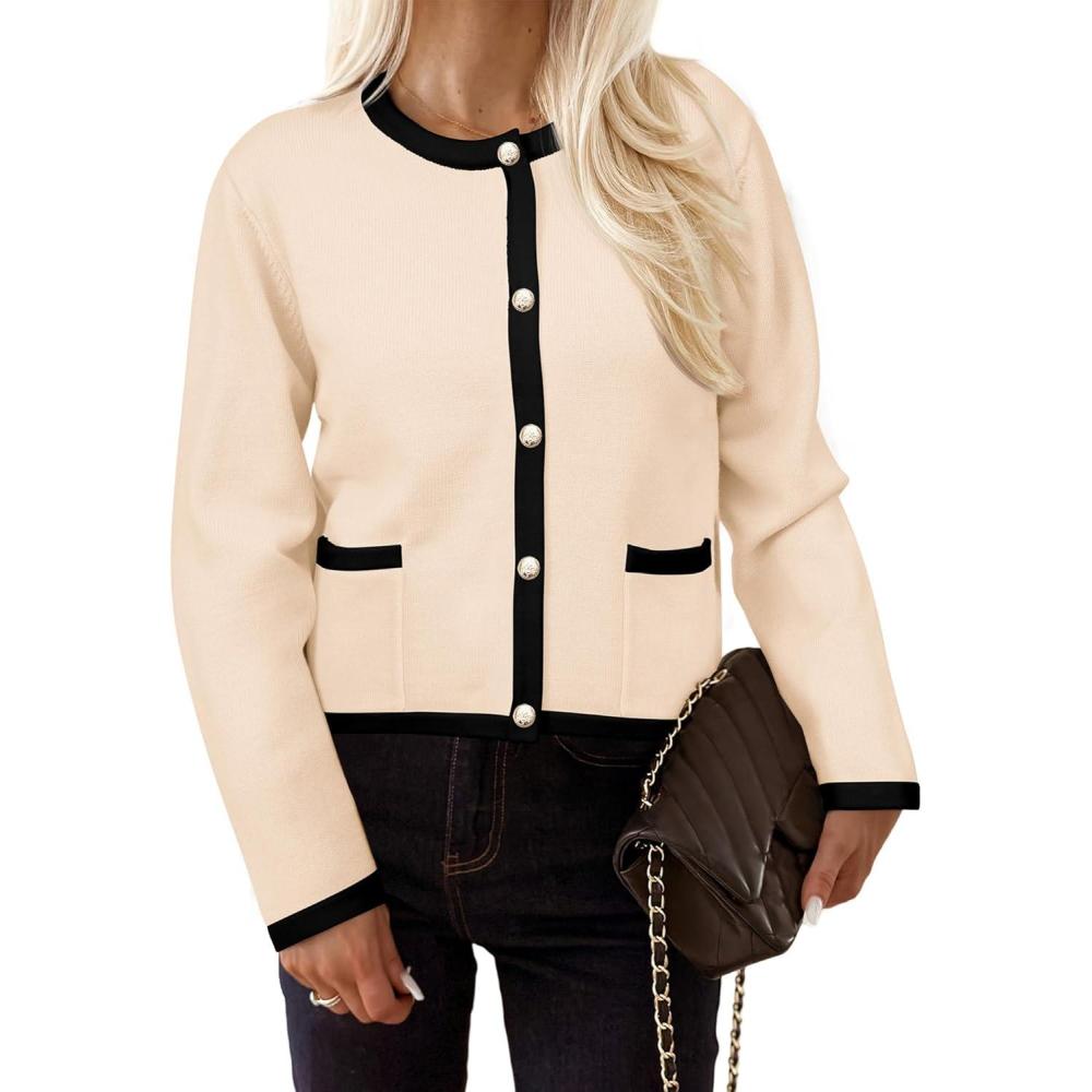 imagePRETTYGARDEN Womens Knit Cardigan Sweaters 2024 Fall Fashion Long Sleeve Button Down Shirts Tops Blouse