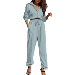 PRETTYGARDEN Women’s 2 Piece Tracksuit Outfits Long Sleeve Zip Up Sweatshirt Drawstring Sweatpants Lounge Set