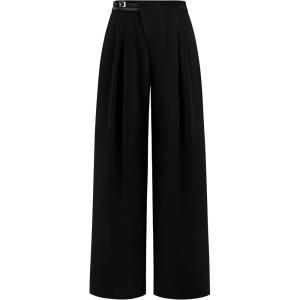 PRETTYGARDEN Women’s Wide Leg Dressy Pants High Waisted Fashion Business Casual Work Office Trousers Palazzo Pant(Black)