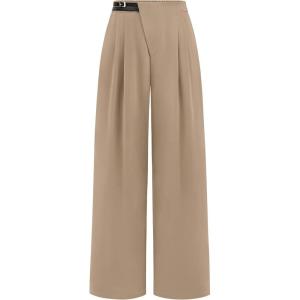 PRETTYGARDEN Women’s Wide Leg Dressy Pants High Waisted Fashion Business Casual Work Office Trousers Palazzo Pant(Camel)