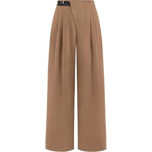 PRETTYGARDEN Women’s Wide Leg Dressy Pants High Waisted Fashion Business Casual Work Office Trousers Palazzo Pant(Khaki)