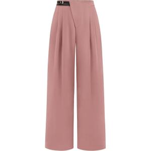 PRETTYGARDEN Women’s Wide Leg Dressy Pants High Waisted Fashion Business Casual Work Office Trousers Palazzo Pant(Pink)