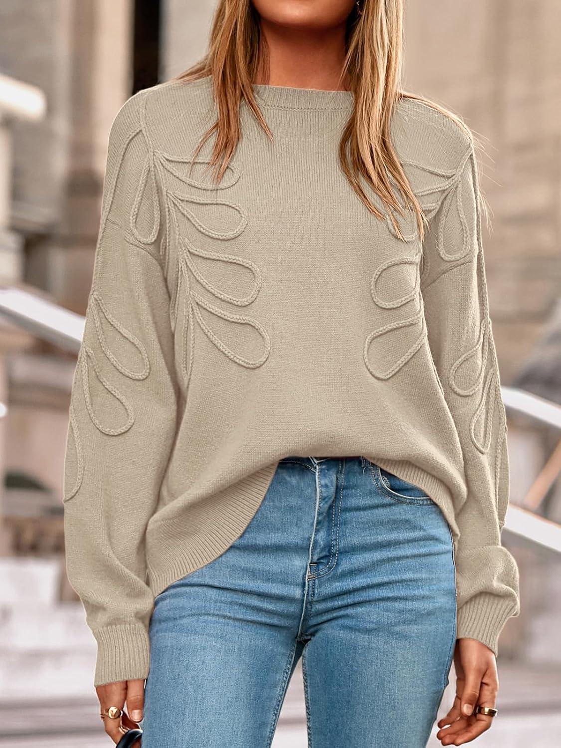 imagePRETTYGARDEN Womens Oversized Sweater 2025 Crewneck Long Sleeve Ribbed Knit Pullover Sweaters Tops Fall Fashion OutfitsApricot