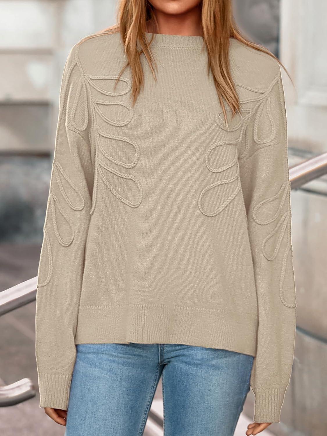 imagePRETTYGARDEN Womens Oversized Sweater 2025 Crewneck Long Sleeve Ribbed Knit Pullover Sweaters Tops Fall Fashion OutfitsApricot