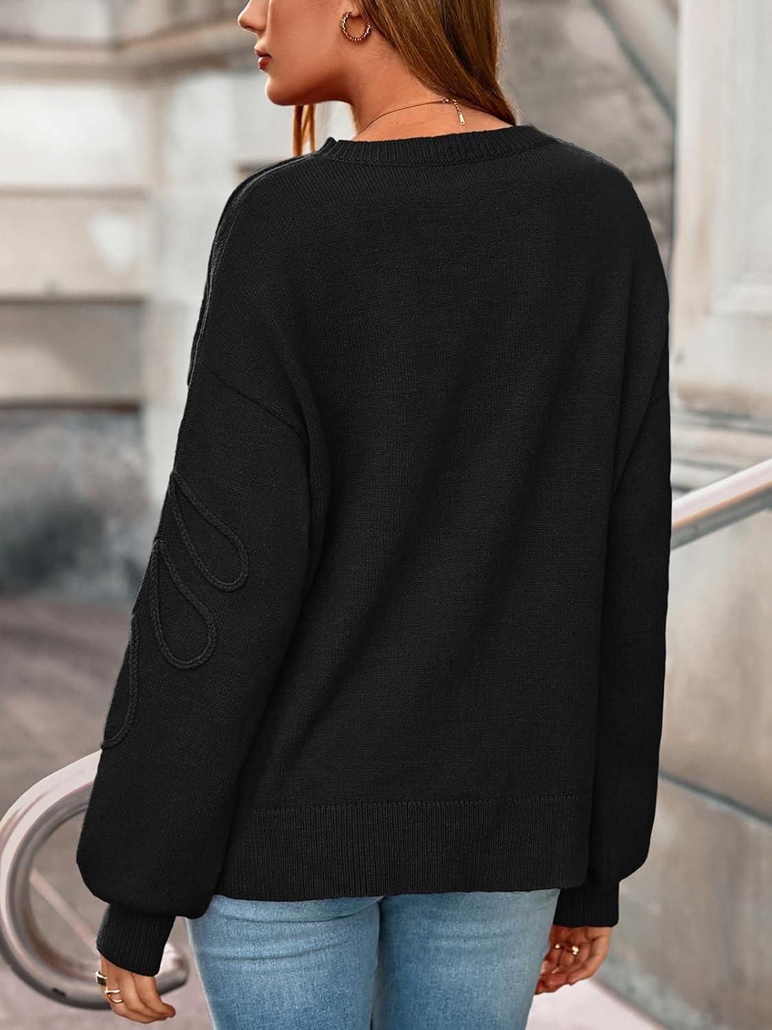 imagePRETTYGARDEN Womens Oversized Sweater 2025 Crewneck Long Sleeve Ribbed Knit Pullover Sweaters Tops Fall Fashion OutfitsBlack