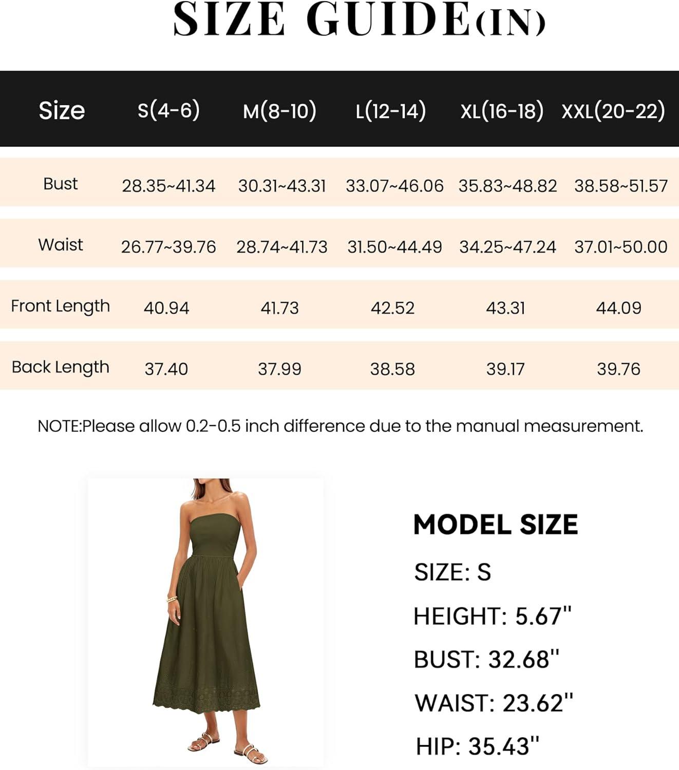 imagePRETTYGARDEN Womens Summer Dresses 2026 Sexy Sleeveless Tube Top Long Dress Eyelet Cotton Maxi Beach Sundress PocketsArmy Green