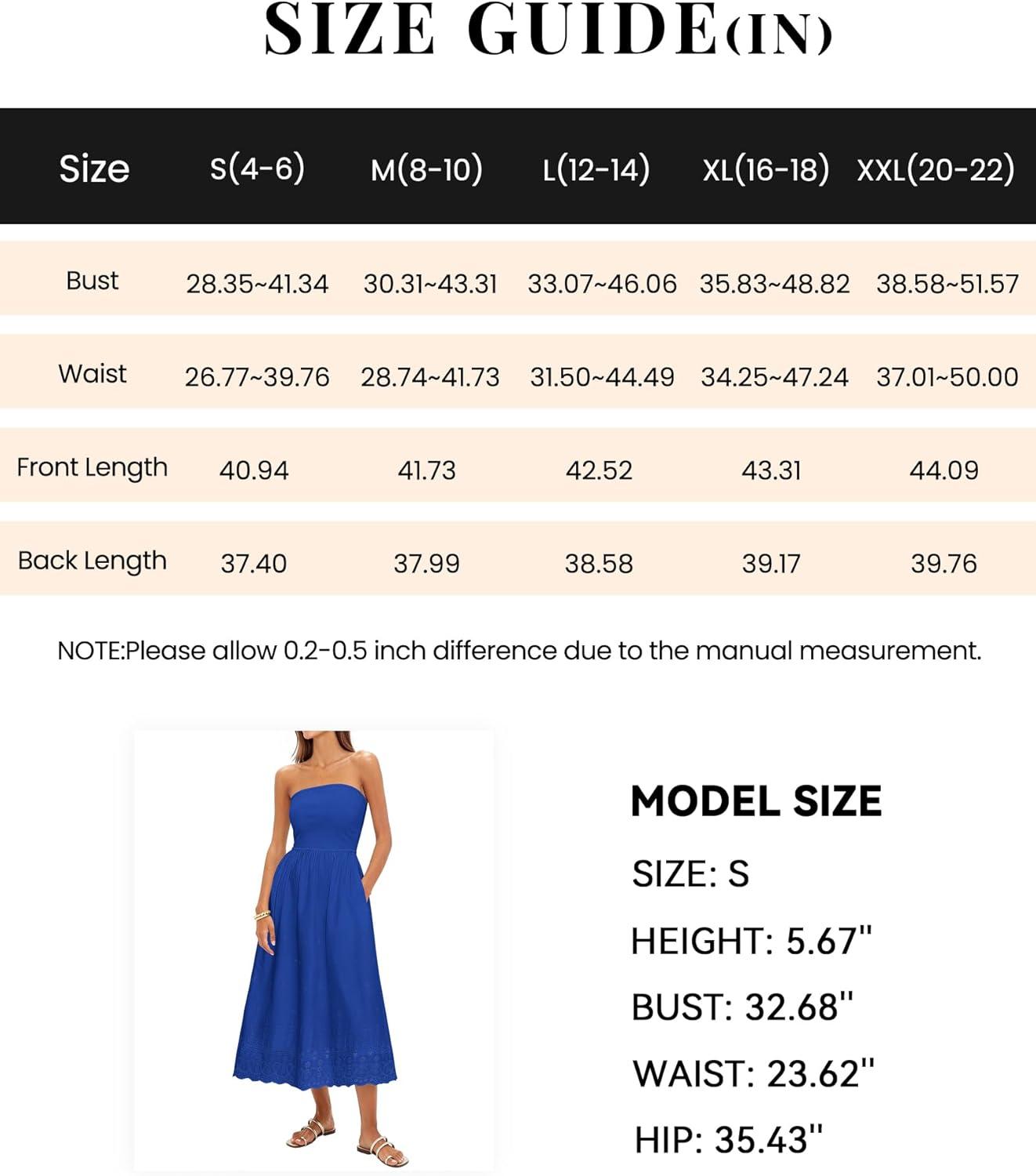 imagePRETTYGARDEN Womens Summer Dresses 2026 Sexy Sleeveless Tube Top Long Dress Eyelet Cotton Maxi Beach Sundress PocketsBlue