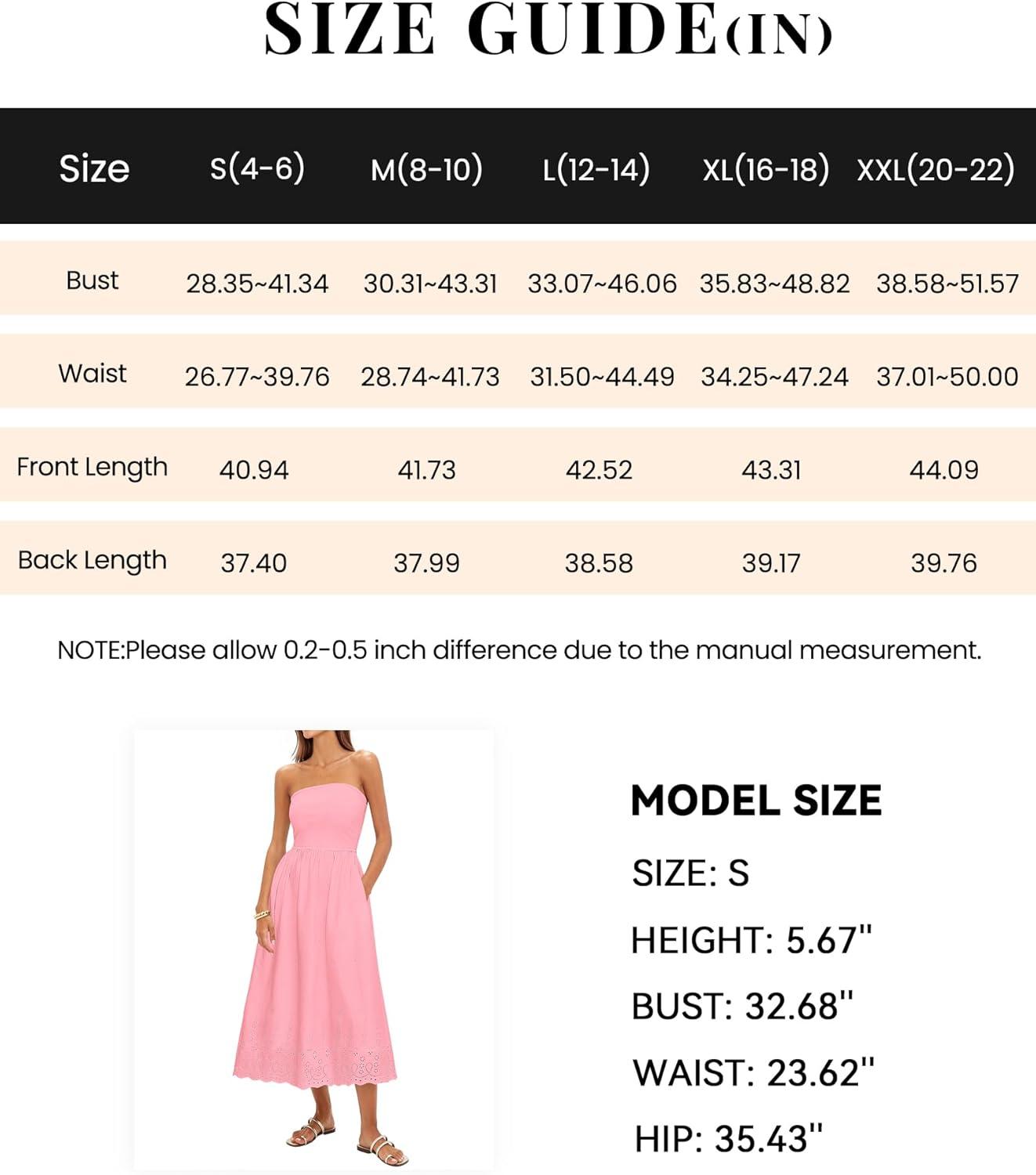 imagePRETTYGARDEN Womens Summer Dresses 2026 Sexy Sleeveless Tube Top Long Dress Eyelet Cotton Maxi Beach Sundress PocketsPink