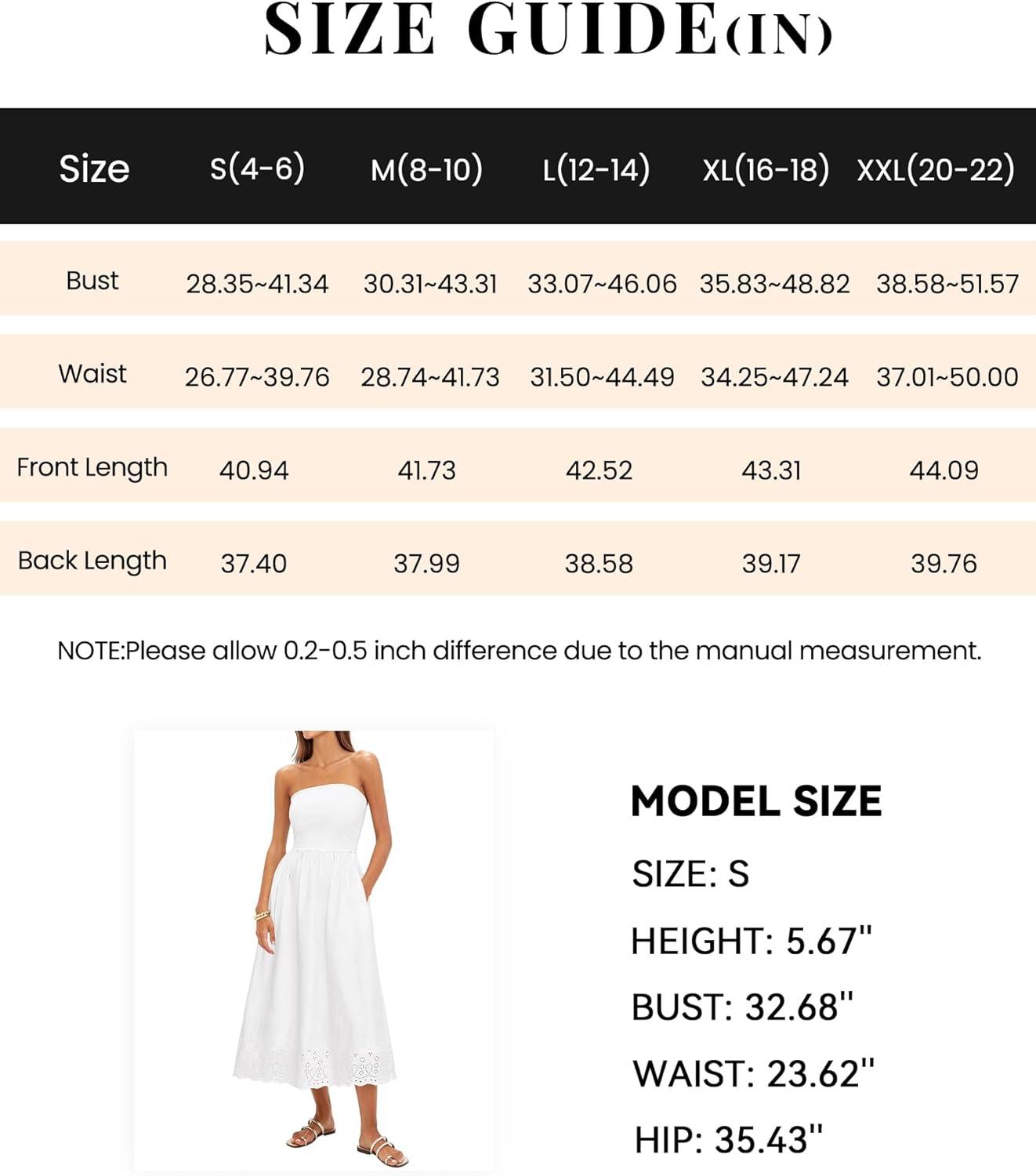 imagePRETTYGARDEN Womens Summer Dresses 2026 Sexy Sleeveless Tube Top Long Dress Eyelet Cotton Maxi Beach Sundress PocketsWhite