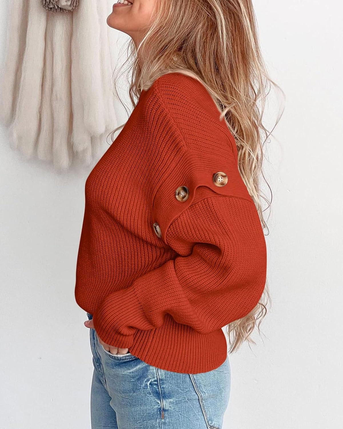 imagePRETTYGARDEN Sweater for Women 2024 Fall Trendy Detachable Sleeve Chunky Knit Pullover Sweaters Rust RedXLarge
