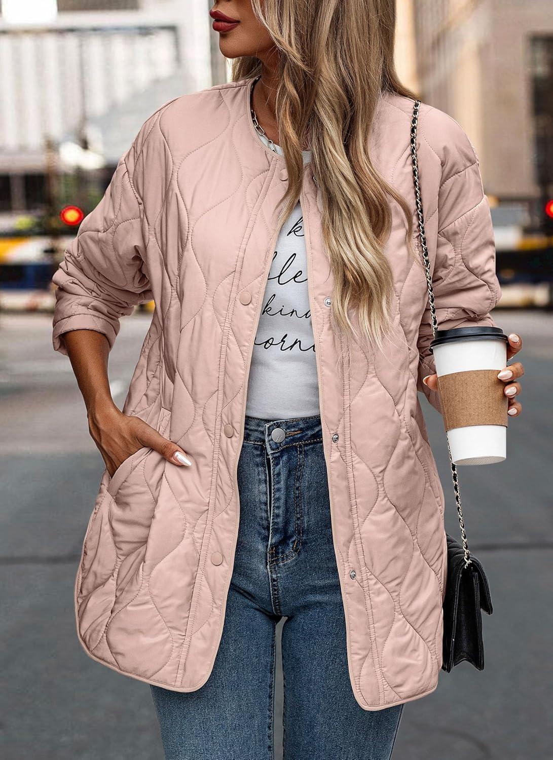 imagePRETTYGARDEN Womens Fall Clothes Trendy Casual Lightweight Jackets Oversized Winter Coat Outerwear with Pockets