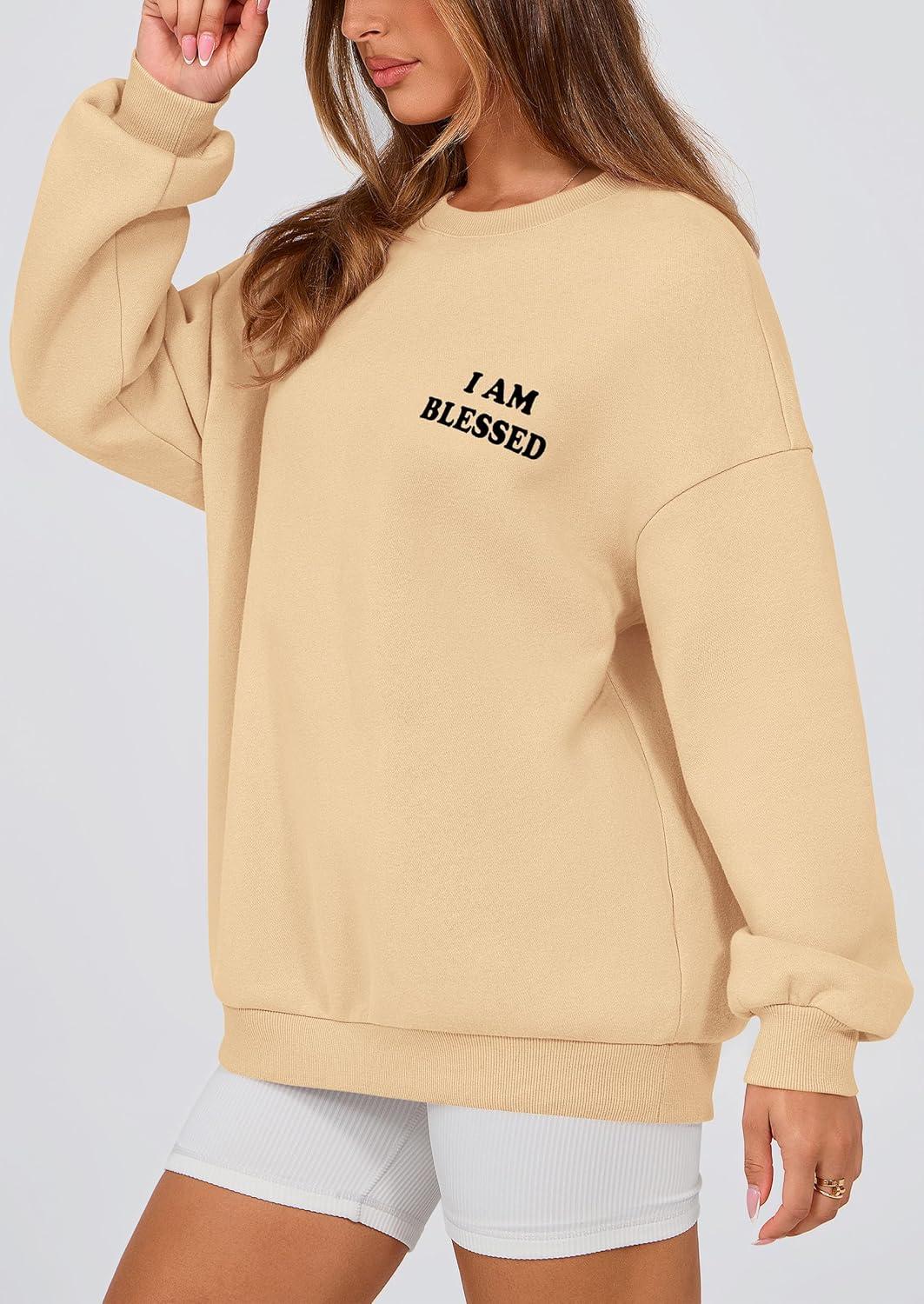 imagePRETTYGARDEN Womens Fall Fashion Oversized Sweatshirts Casual Crewneck Long Sleeve Graphic Pullover Tops ShirtApricot