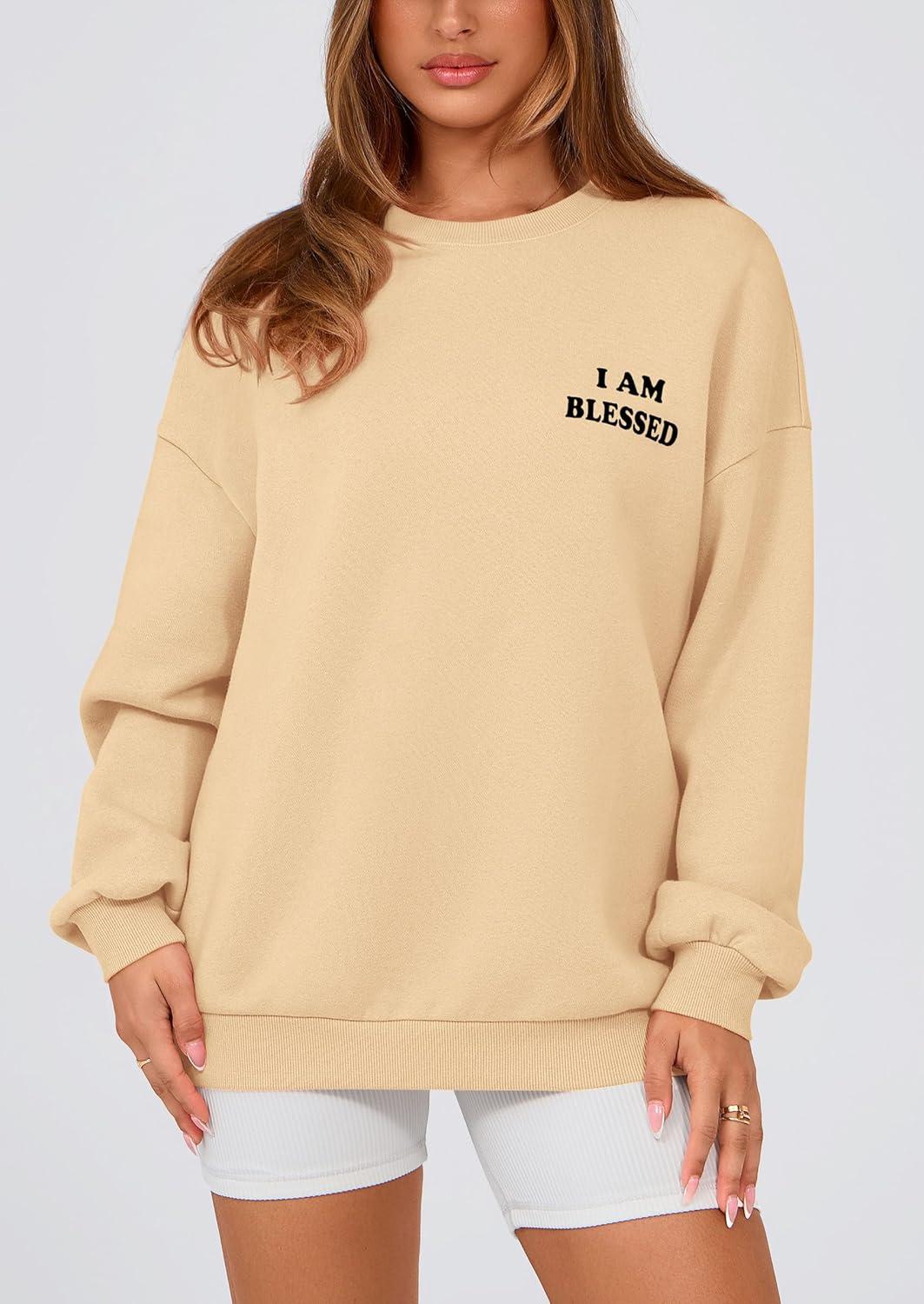 imagePRETTYGARDEN Womens Fall Fashion Oversized Sweatshirts Casual Crewneck Long Sleeve Graphic Pullover Tops ShirtApricot