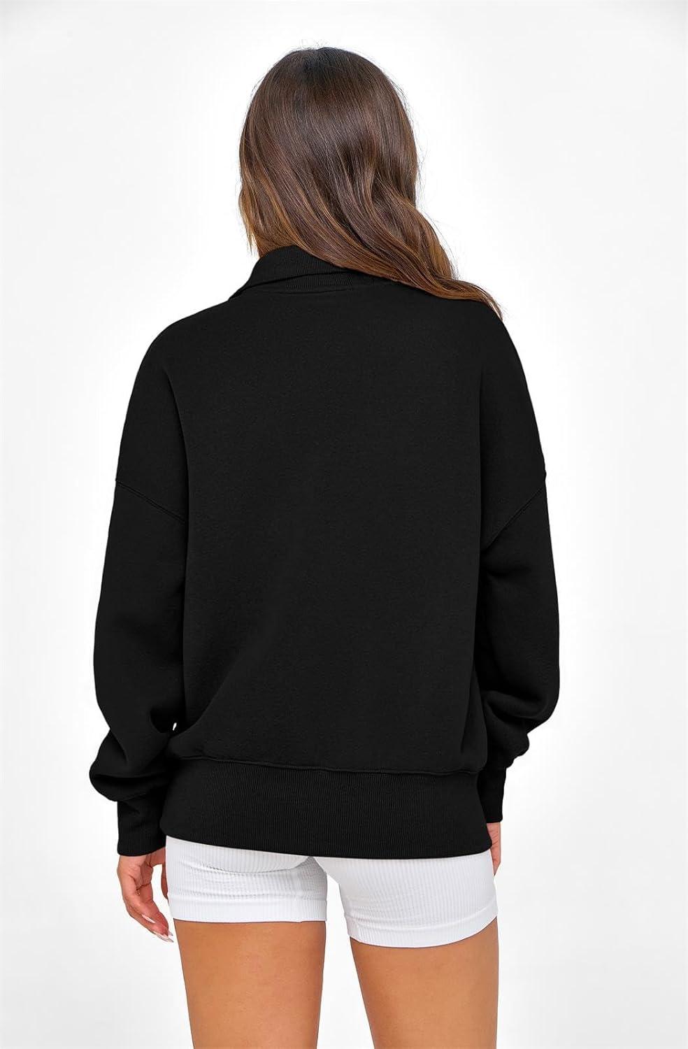 imagePRETTYGARDEN Womens Half Zip Oversized Sweatshirts Fleece Hoodies 2026 Trendy Long Sleeve Pullover Tops Y2k Spring OutfitsBlack