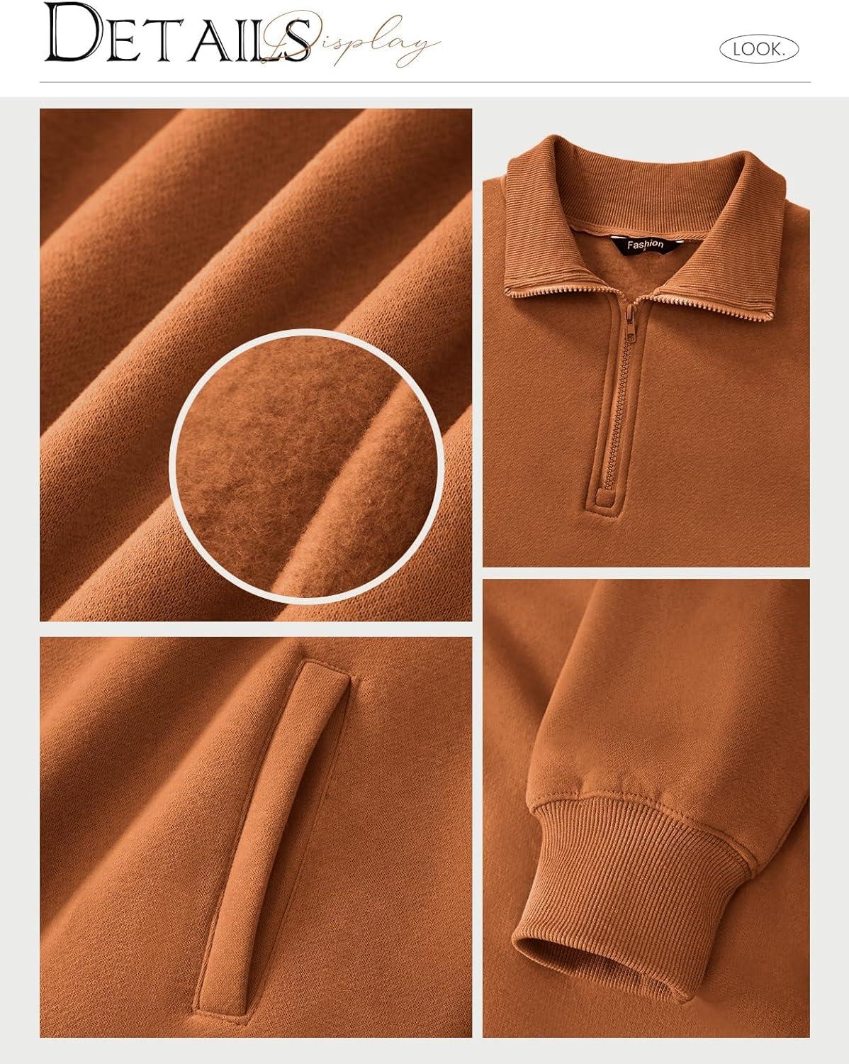 imagePRETTYGARDEN Womens Half Zip Oversized Sweatshirts Fleece Hoodies 2026 Trendy Long Sleeve Pullover Tops Y2k Spring OutfitsBrown
