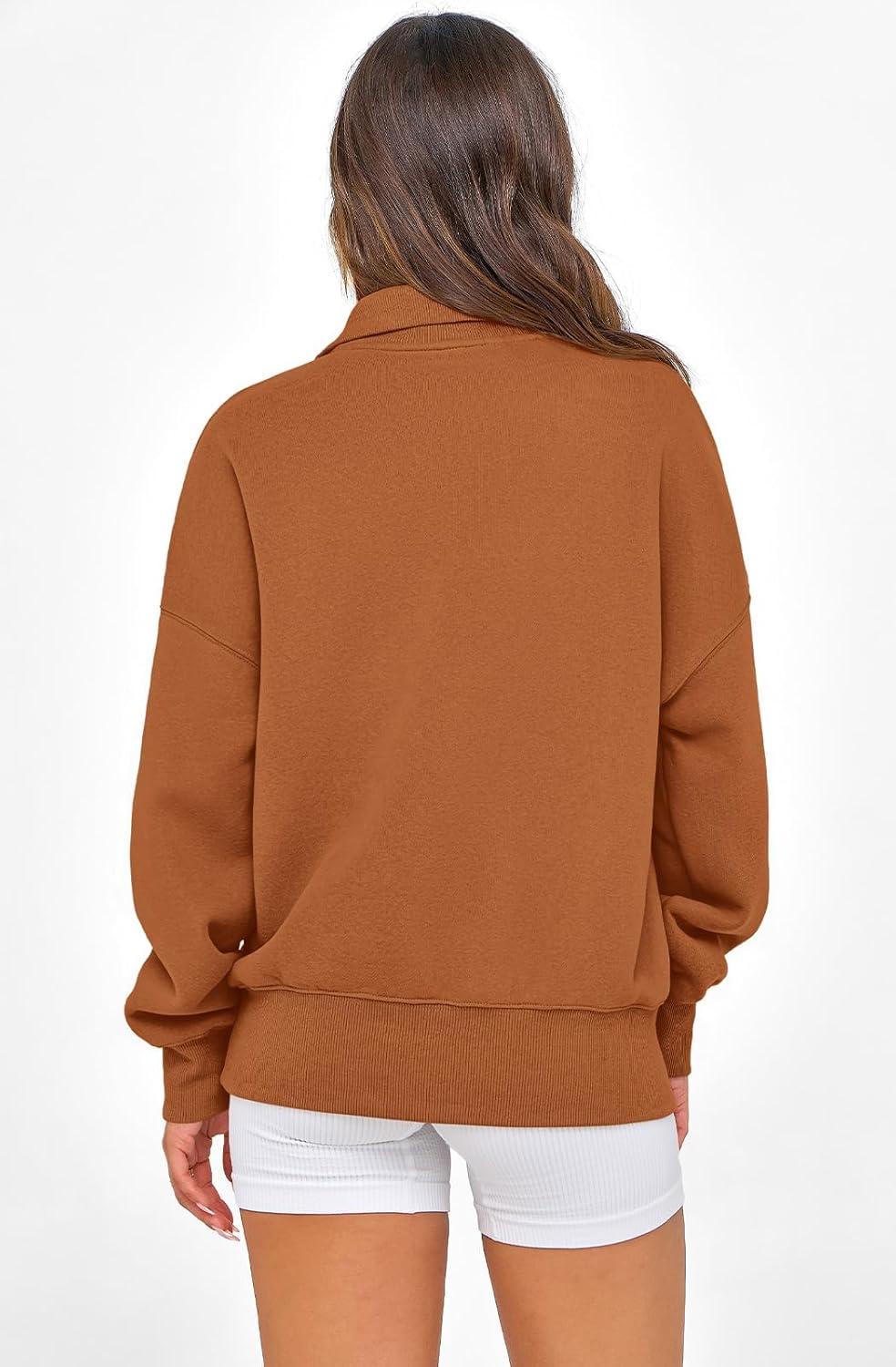 imagePRETTYGARDEN Womens Half Zip Oversized Sweatshirts Fleece Hoodies 2026 Trendy Long Sleeve Pullover Tops Y2k Spring OutfitsBrown