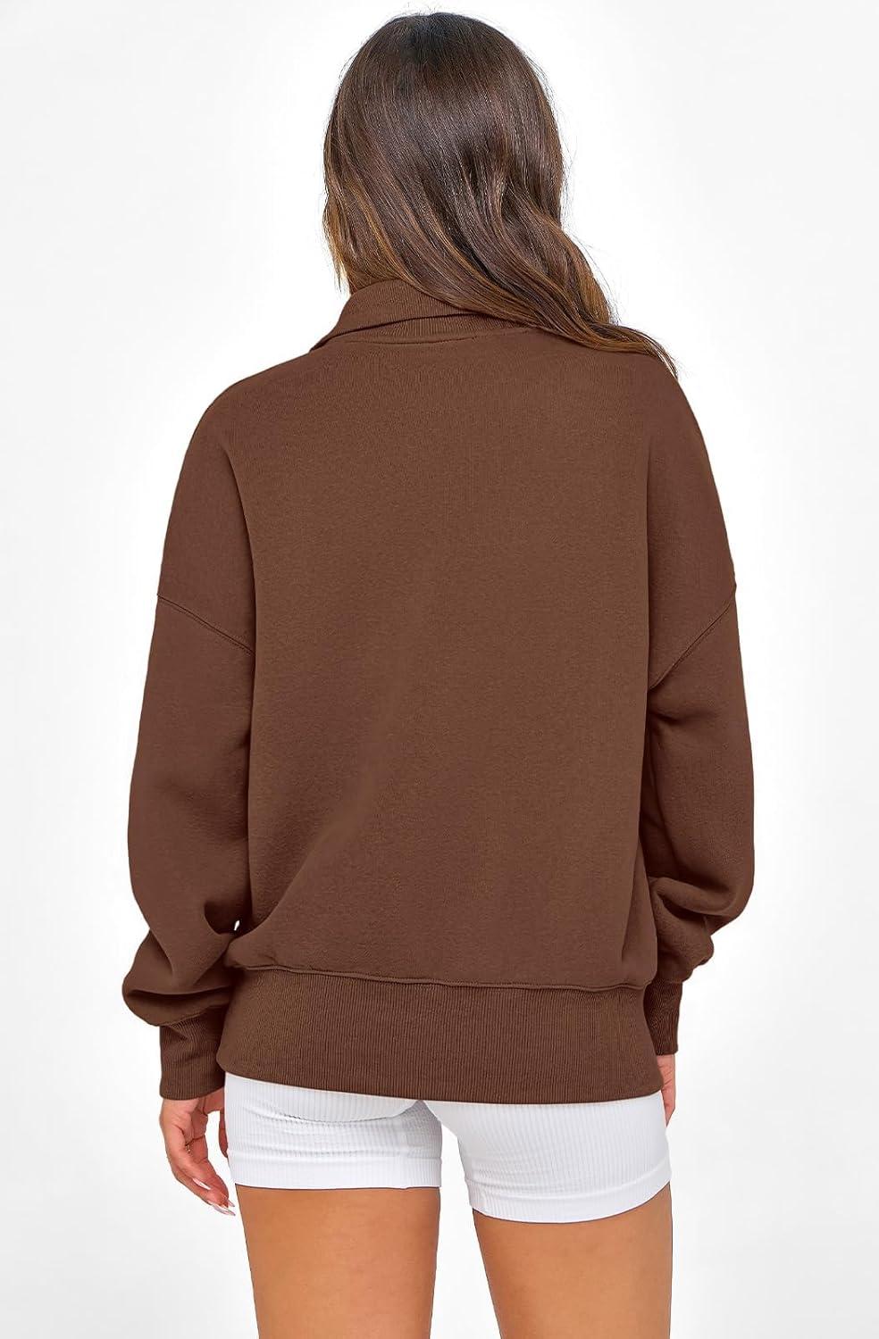 imagePRETTYGARDEN Womens Half Zip Oversized Sweatshirts Fleece Hoodies 2026 Trendy Long Sleeve Pullover Tops Y2k Spring OutfitsCoffee