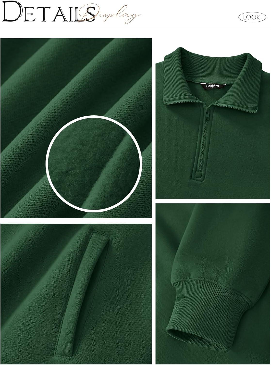 imagePRETTYGARDEN Womens Half Zip Oversized Sweatshirts Fleece Hoodies 2026 Trendy Long Sleeve Pullover Tops Y2k Spring OutfitsDark Green