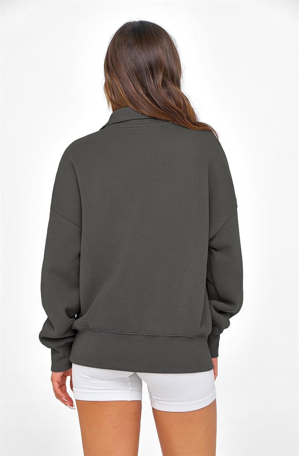 imagePRETTYGARDEN Womens Half Zip Oversized Sweatshirts Fleece Hoodies 2026 Trendy Long Sleeve Pullover Tops Y2k Spring OutfitsDark Grey