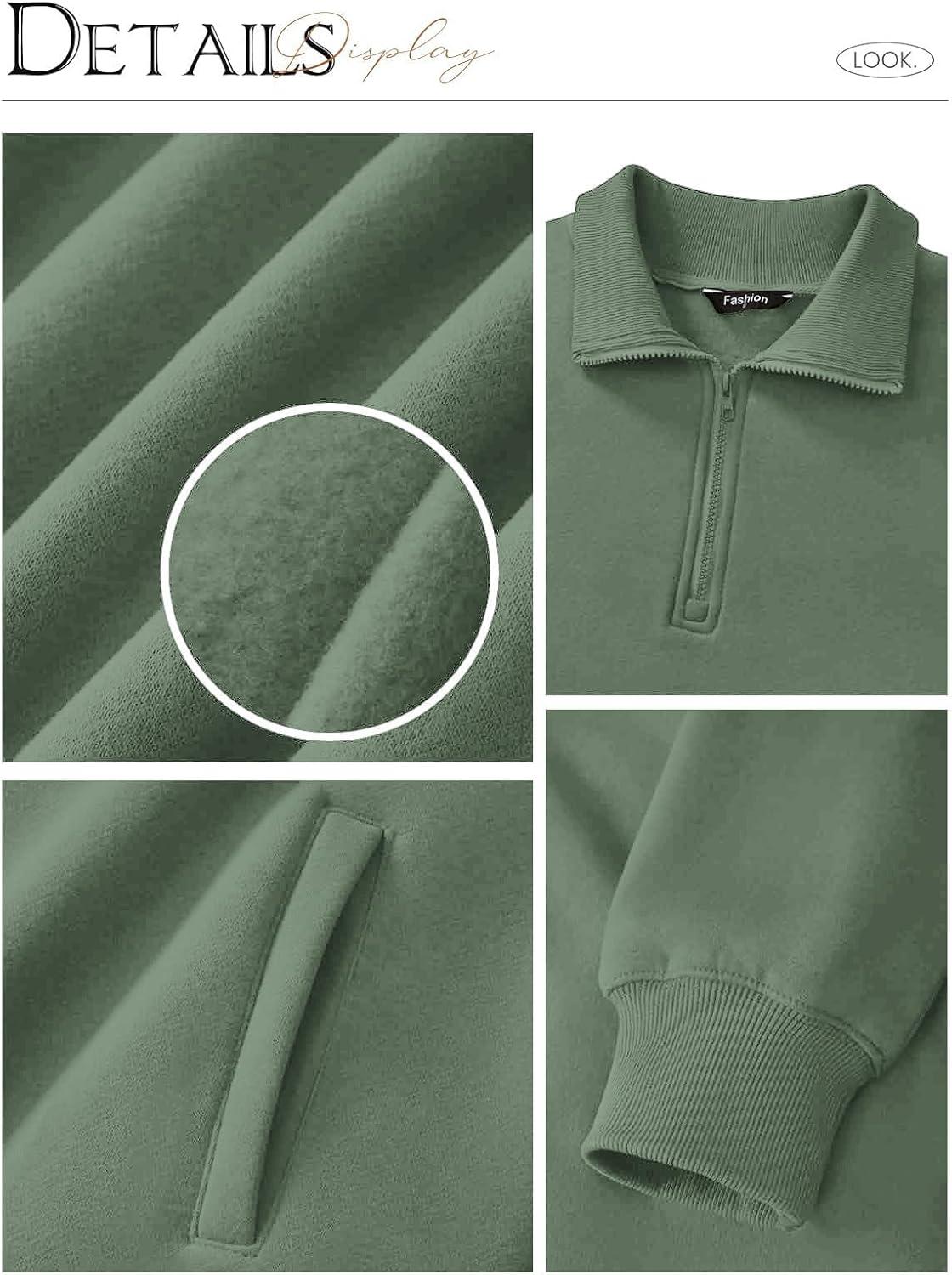 imagePRETTYGARDEN Womens Half Zip Oversized Sweatshirts Fleece Hoodies 2026 Trendy Long Sleeve Pullover Tops Y2k Spring OutfitsGrey Green