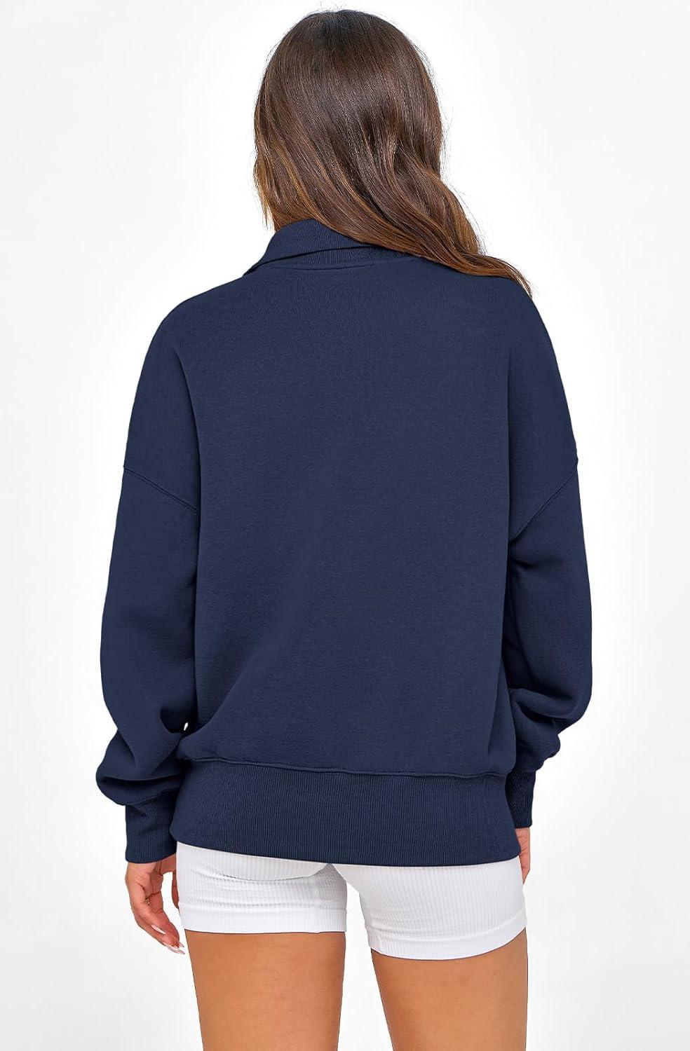 imagePRETTYGARDEN Womens Half Zip Oversized Sweatshirts Fleece Hoodies 2026 Trendy Long Sleeve Pullover Tops Y2k Spring OutfitsNavy