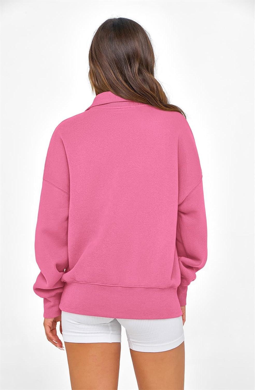 imagePRETTYGARDEN Womens Half Zip Oversized Sweatshirts Fleece Hoodies 2026 Trendy Long Sleeve Pullover Tops Y2k Spring OutfitsPink
