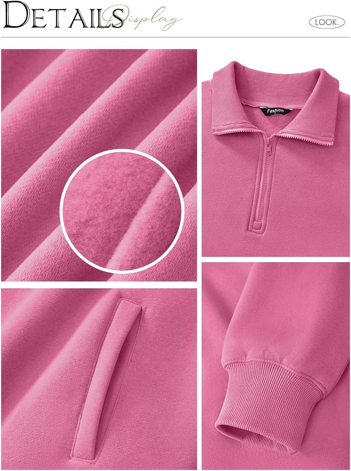 imagePRETTYGARDEN Womens Half Zip Oversized Sweatshirts Fleece Hoodies 2026 Trendy Long Sleeve Pullover Tops Y2k Spring OutfitsPink