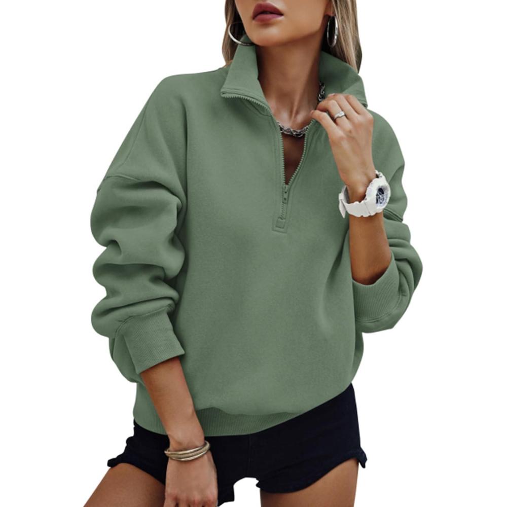 imagePRETTYGARDEN Womens Half Zip Oversized Sweatshirts Fleece Hoodies 2026 Trendy Long Sleeve Pullover Tops Y2k Spring OutfitsGrey Green