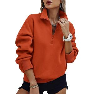 PRETTYGARDEN Womens Half Zip Oversized Sweatshirts Fleece Hoodies 2026 Trendy Long Sleeve Pullover Tops Y2k Spring Outfits(Brick Red)