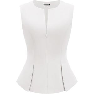 PRETTYGARDEN Women’s 2026 Summer Vest Tops Business Casual Going Out Outfits Sleeveless Zip Up Dressy Tank Top Suit Waistcoat(White)