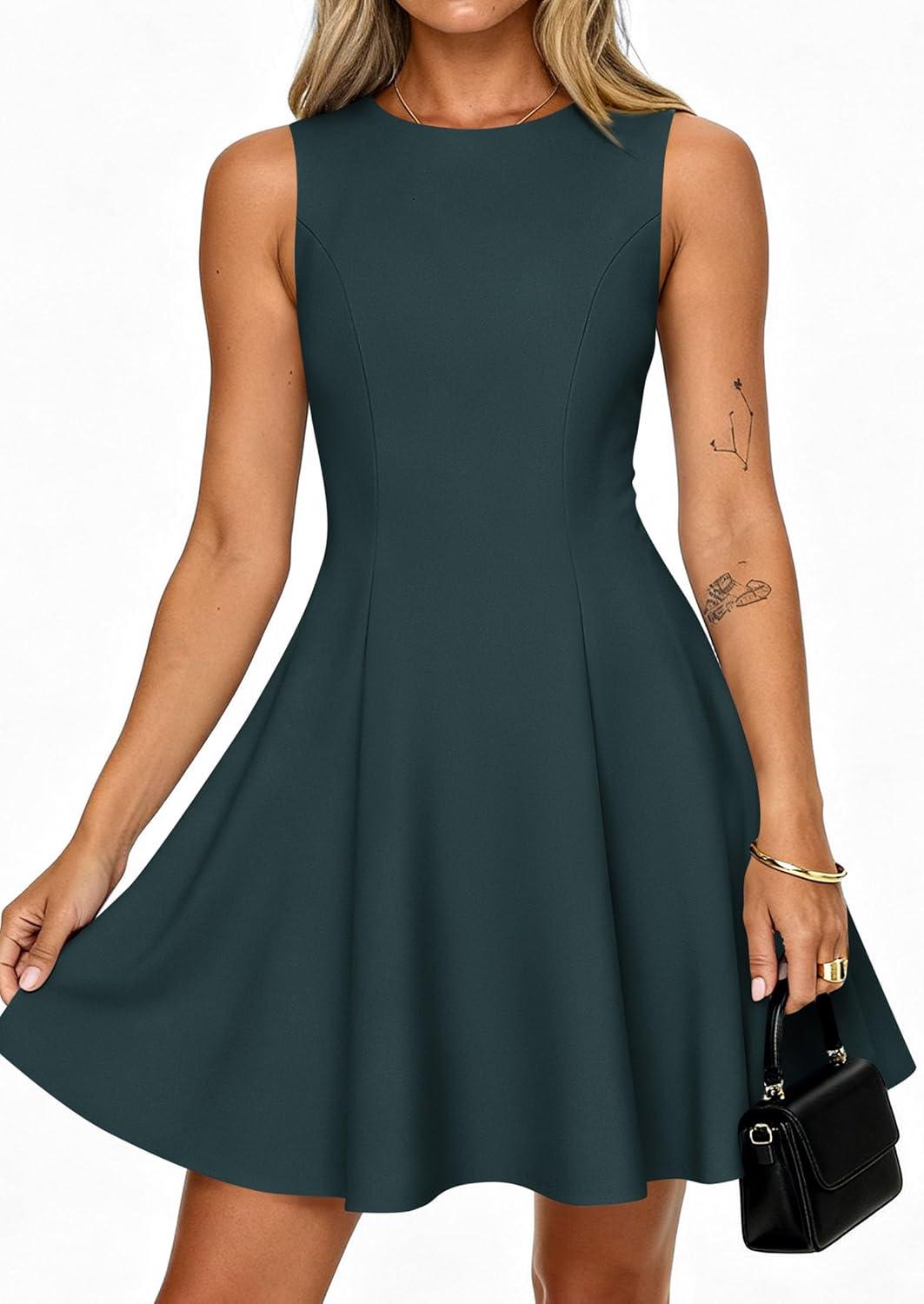 imagePRETTYGARDEN Cocktail Dresses for Women 2026 Summer Formal Boat Neck A Line Spring Elegant Graduation Party Mini DressDark Cyan
