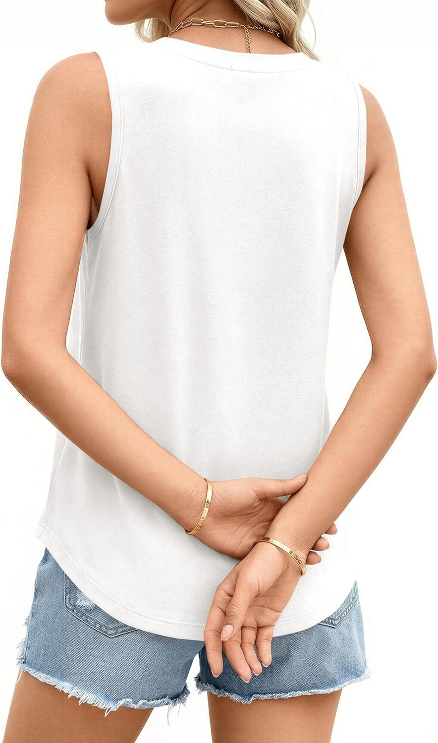imagePRETTYGARDEN Sleeveless Tops for Women 2026 Summer Tank Tops Spring Fashion Casual Loose Fit Shirts Beach Vacation ClothesWhite