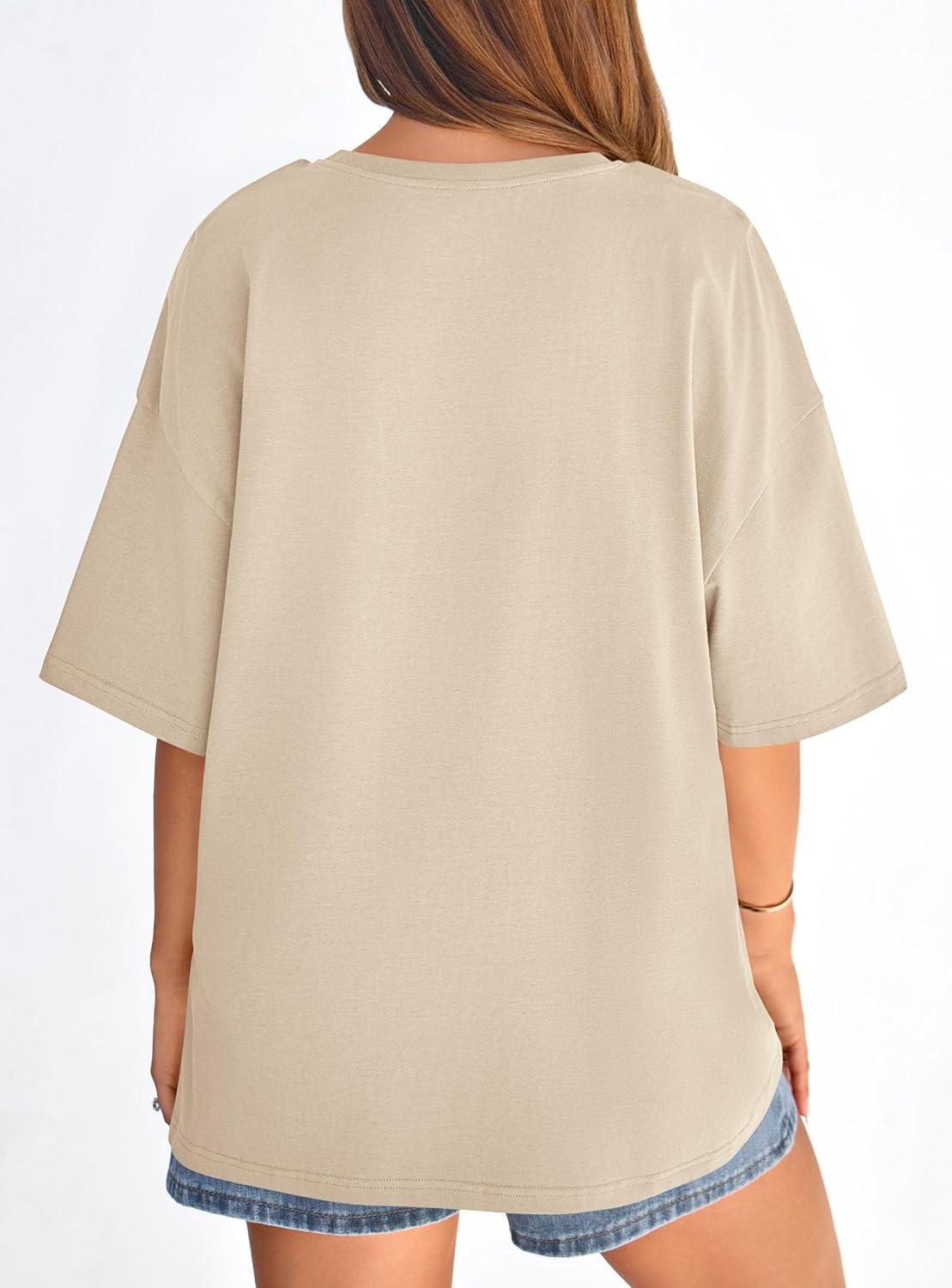 imagePRETTYGARDEN Womens 2026 Spring Going Out Tops Casual Short Sleeve Crewneck Loose Fit Basic Oversized T Shirts Summer OutfitsApricot