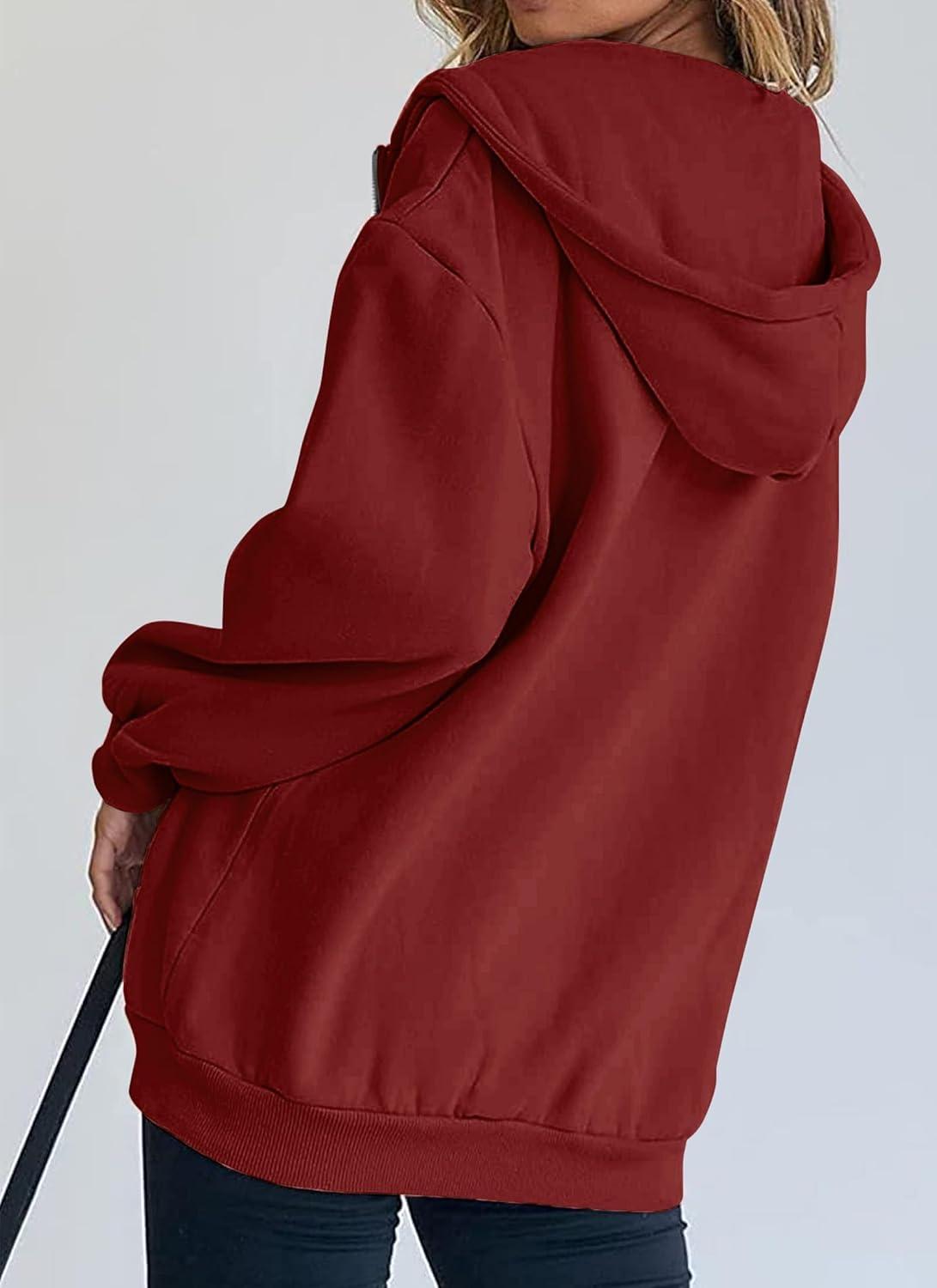 imagePRETTYGARDEN Womens 2026 Zip Up Y2K Hoodies Casual Long Sleeve Sweatshirts Fall Spring Track Jackets with PocketsBrown Red
